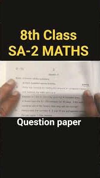 8th Class MATHS | SA-2 QUESTION PAPER | AYSA HEE PAPER AAYEGAA
