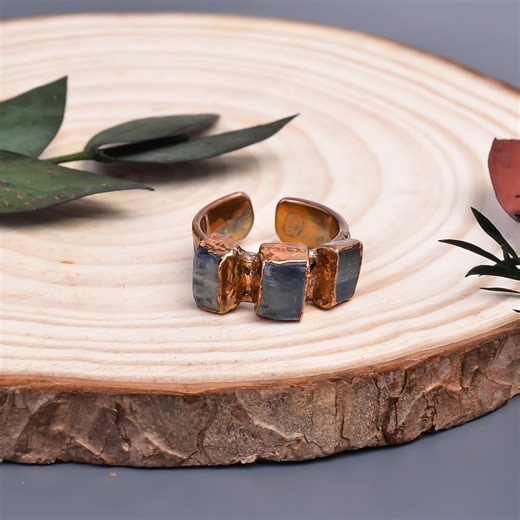 Kyanite Gemstone Electroformed Copper Jewelry Ring Adjustable Size for Gift - Etsy