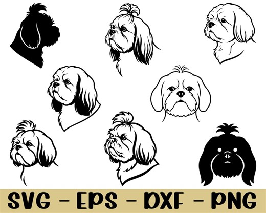 Shih Tzu Dog Face Svg, Dxf, Png - Etsy