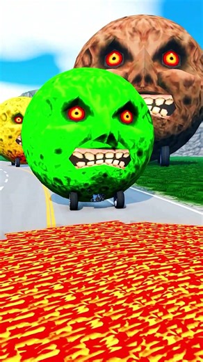 SHOCK! 😱 GIANT vs TINY Moon Monster Truck in a SEA OF LAVA! #moon #beamng #automobile