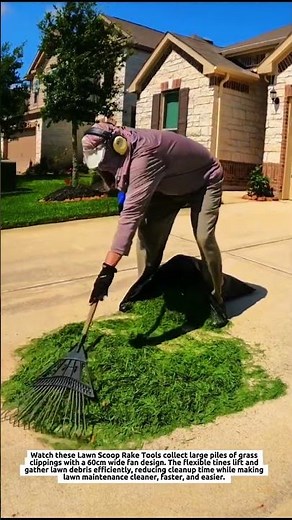 Lawn Scoop Rake Tools Make Yard Cleanup 2X Faster with Wide Fan Design