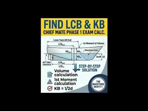 How to Calculate LCB & KB | Chief Mate phase 1|Naval Arch. 1 | Q1 July 2019 MMD EXAM