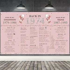 Roetyce 50th Birthday Decorations Women, Vintage Back in 1974 Birthday Poster Backdrop, Rose Gold 50th Birthday Banner, Happy 50th Anniversary Party Supplies, 50 Years Old Birthday Photo Background