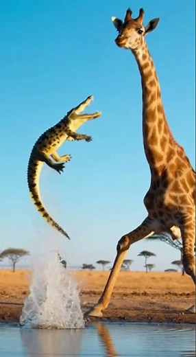 Giraffe vs Crocodile The Cleanest Throw Ever Who Wins The Ultimate Battle #wildlife #nature #animal