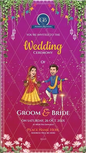 Hindu Digital Shaadi E-Card for WhatsApp |online wedding card maker | W-12V