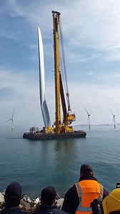 Offshore Wind Turbine Installation Ship Lifts Blade#Rough Seas#Huge Vessel#Steel Cables Anchored #CliffSlide #ExtremeStunts #ViralShorts #AirbagJump #ExtremeSports #Adrenaline | Be Honest