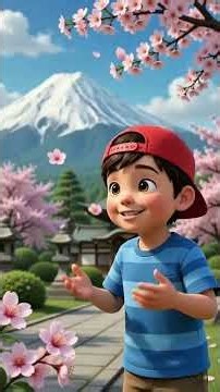 Three kids explore mount Fuji, Japanese adventure for kids.