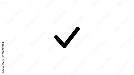 Black check mark on transparent background. Check mark symbol. approved tick mark icon, Check mark icon animation , right mark icon. check box, tick box, black checkmark