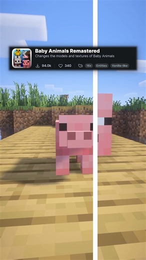 Minecraft Baby Mobs Update:Baby Animals Remastered #shorts