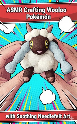 ASMR Crafting Wooloo Pokémon with Soothing Needlefelt Art