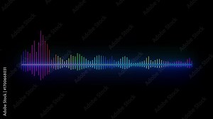 audio waveform spectrum animation. Alpha channel, spectrum audio animation, Wave form Audio isolated on transparent background.
