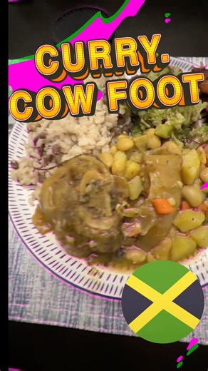 Curry cow foot cooked until tender 🔥🇯🇲 Served with gungo rice — real yard-style comfort food!