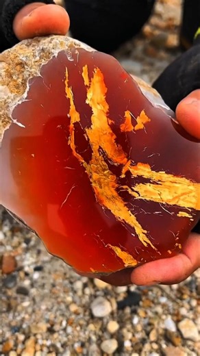 Discovery of red jade stone with gold stripes #gemstone #diamond #mining #jade #gold #discovery