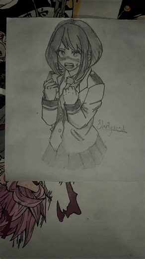 Uraraka pencil sketch🎨💥 #shorts#drawing#art
