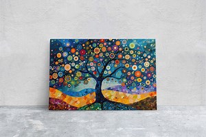 Whimsical Abstract Tree, Modern Colorful, Symbolism Art, Rainbow Color, Vibrant Decor, Contemporary Painting, Framed Canvas, Statement Piece - Etsy