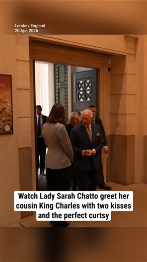 Watch Lady Sarah Chatto greet her cousin King Charles with two kisses and the perfect curtsy