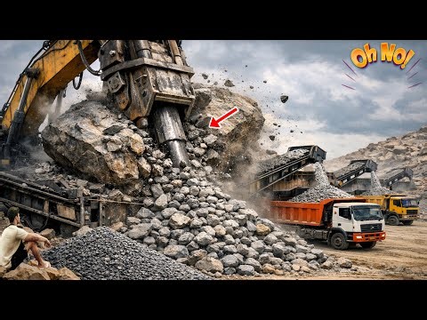 How Big Rocks Are Crushed in Quarries | Satisfying Industrial Rock Breaking Process
