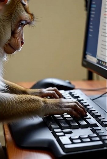 Monkey Typing on a Keyboard#MonkeyTyping #KeyboardWarrior #FunnyAnimals #CuteMonkey