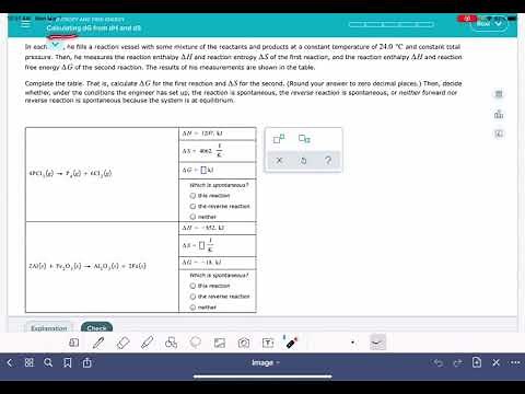 ALEKS: Calculating dG from dH and dS