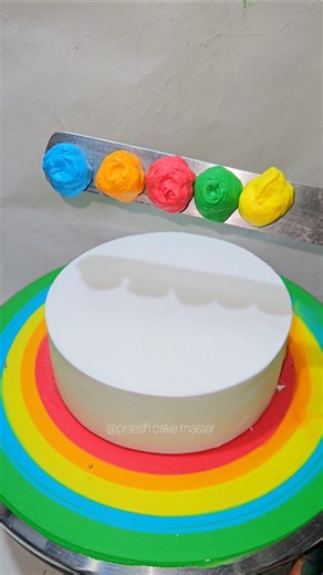 Rainbow 🌈 Cake Decoration Full Tutorial #shorts #shortvideo #trending #rainbow #cake #food