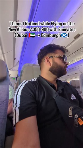 Dipanshu | International Traveller | Mission 195 🎯 on Instagram: "1. Economy Class Legroom :- Emirates A350 economy seat pitch is around 32 inches, which is better than many older long-haul economy setups. Enough legroom to stretch without constant knee pressure. 2.Automatic Window Dimming :The A350 uses electrochromic windows —no manual blinds. Cabin crew can control brightness, and windows gradually darken or lighten smoothly. Feels modern and helps with sleep cycles. 3.Much Quieter Cabin The