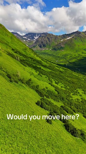 This is everyday life for some people in Alaska. Space. Silence. Mountains. Could you see yourself living here? #RelocateToAlaska #LivingInAlaska #AlaskaHomes #AlaskaViews #ExploreAlaska