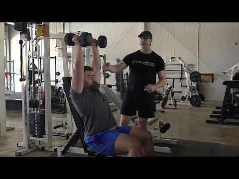Seated dumbbell overhead press - scapular plane