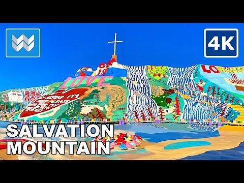 [4K] Salvation Mountain in Slab City, California USA Walking Tour & Travel Guide - Last Lawless City