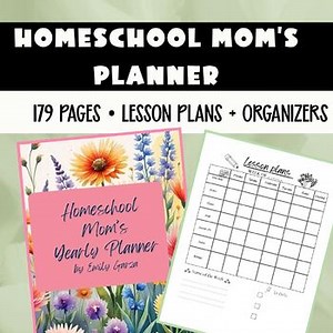 Homeschool Mom Yearly Planner | Undated  Lesson Planner, Attendance & More