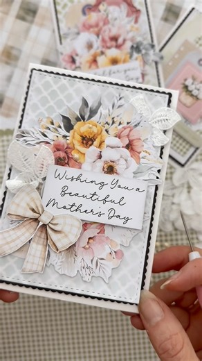 Getting ready for Mother’s Day with our new cut-a-party collection, look how adding lace leaves elevate this beautiful card #cardmaking #mothersday #mothersdaycrafts #diyproject #craft #scrapbooking | Uniquely Creative - Creative Kit Club