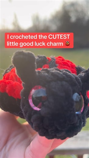 POV: You found the tiniest handmade good luck charm. #crochet #ladybug #handmade #plushies #gift