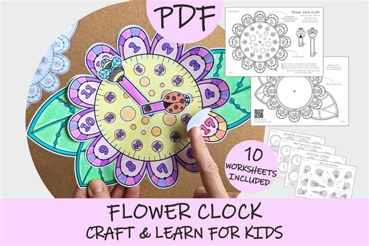 Flower Clock Paper Craft for Kids: Learn to Tell Time (printable Template) - Etsy