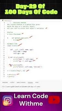 Instance Methods vs Class Methods | Day 29 of 100 Days of Code #python