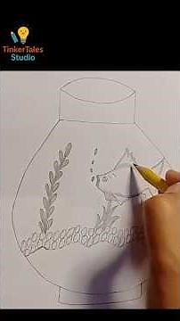 How to Draw a Fish in a Small Glass Tank | Easy Aquarium Drawing for Kids & Beginners
