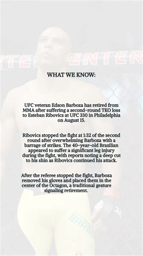 About Edson Barboza retiring after UFC 330 loss