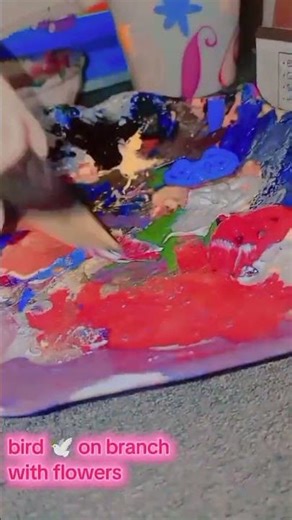 How to paint bird 🕊️ on branch with flowers Acrylic painting 🖌️🎨