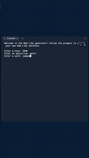 how to make a mad libs generator in python . . #short #shorts #youtubeshorts #programming #ytshorts