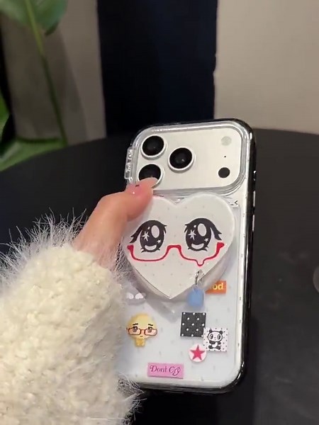 Y2K Kawaii Magsafe Case With Crying Heart Magnetic Grip Set, Retro Anime Black Edge Phone Cover, Gift for Y2K Lover for iPhone 17 16 Pro Max - Etsy