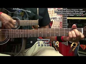 FAST CAR Tracy Chapman Guitar Lesson NO CAPO Easy Finger Style STANDARD TUNING ‪@EricBlackmonGuitar‬