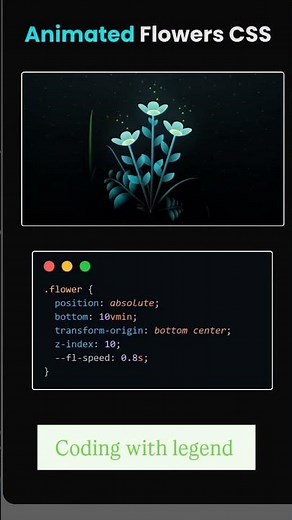 Flower 🌺 Animation using html css react project tutorial JavaScript tutorial visual coding project