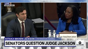 3.1K views · 67 reactions | Sen. Jon Ossoff gives Judge Jackson the opportunity to explain her family's ties to law enforcement as some Republicans have attempted to paint her as "soft on crime" and taken issue with her record defending Guantanamo Bay detainees. https://abcn.ws/3D4DPRg | ABC News Live | Facebook