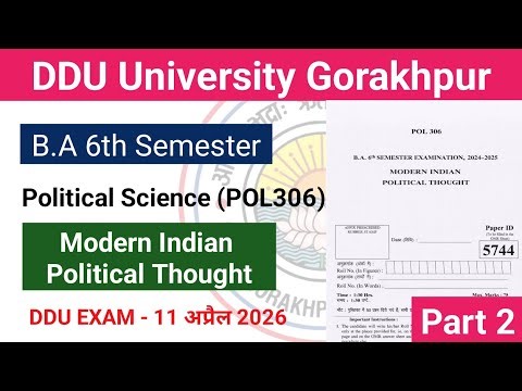 Ba 6th Semester Political Science | Modern Indian Political Thought | POL306 | Mcq | ddu University
