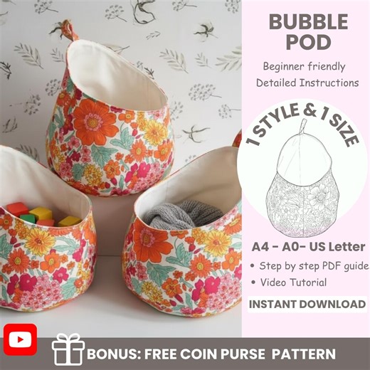 Bubble Pods Sewing Pattern | Beginner Friendly Storage Pod Video Tutorial | Desk Organizer Sewing Pattern PDF | DIY Bubble Pod Organizer - Etsy
