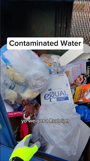 I found Rudolph and gourmet waters in the trash!! #dumpsterdiving #Rudolph #Christmas #water #h20