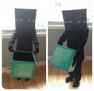 Minecraft Tutorial Enderman Head With Diamond Block Treat Basket DIY Costume Cosplay Custom Mob MC Full Instructions PDF Download - Etsy