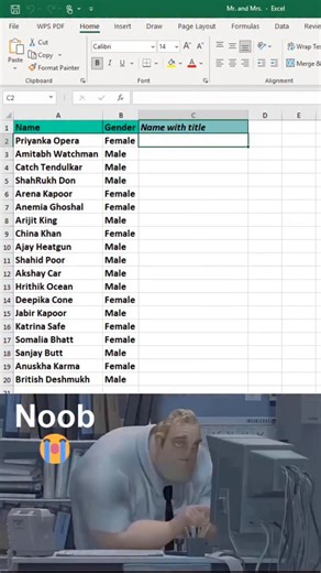 Time to Office | How to add Mr. and Mrs. in excel 😱 #excel #office #spreadsheet | Instagram