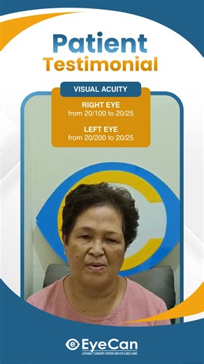 Thank you, Ma'am Susana, for trusting Eye Can Cataract Surgery Center and Eye Care Clinic – Bulacan. Seeing you enjoy life with clearer vision inspires us to help more people see the world better every day. FREE Eye Consultation for ages 50 & above until November 15! Enjoy our other services: ✔️ FREE Cataract Surgery (Limited lenses) ✔️ FREE YAG Capsulotomy ✔️ FREE YAG Laser Iridotomy 📩 Message us to schedule your consultation today! 📍 546 E3 Dulong Bayan Poblacion Santa Maria Bulacan (Beside 