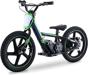 OLALA Electric Dirt Bike for Kids Aged 5-10, 340W Racing Grade Electric Motorcycle with Aluminum Frame, Up to 12MPH & 3 Speed Settings, Safe Disc Brakes, 16IN Knobby Tires
