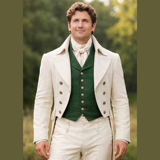 Men's White Wool Regency Coat Historical Wedding Costume Dress - Etsy