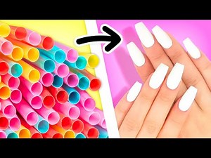 DIY FAKE NAILS AT HOME WITH PLASTIC STRAWS